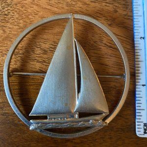 Vintage Sailing Yacht Brooch